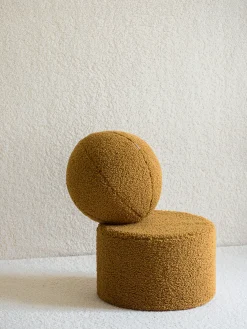 Puf infantil de borreguillo Sugar, Ø 40 cm