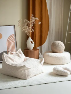 Puf infantil de borreguillo Sugar, Ø 65 cm