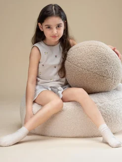 Puf infantil de borreguillo Sugar, Ø 65 cm