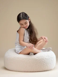 Puf infantil de borreguillo Sugar, Ø 65 cm