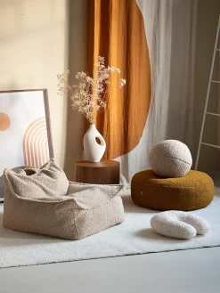 Puf infantil de borreguillo Sugar, Ø 65 cm