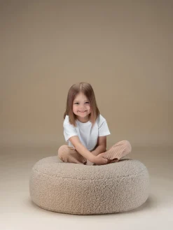 Puf infantil de borreguillo Sugar, Ø 65 cm