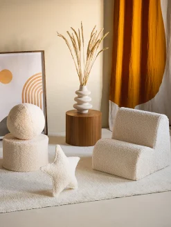 Puf infantil de borreguillo Sugar, Ø 40 cm