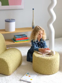 Puf infantil de borreguillo Sugar, Ø 40 cm