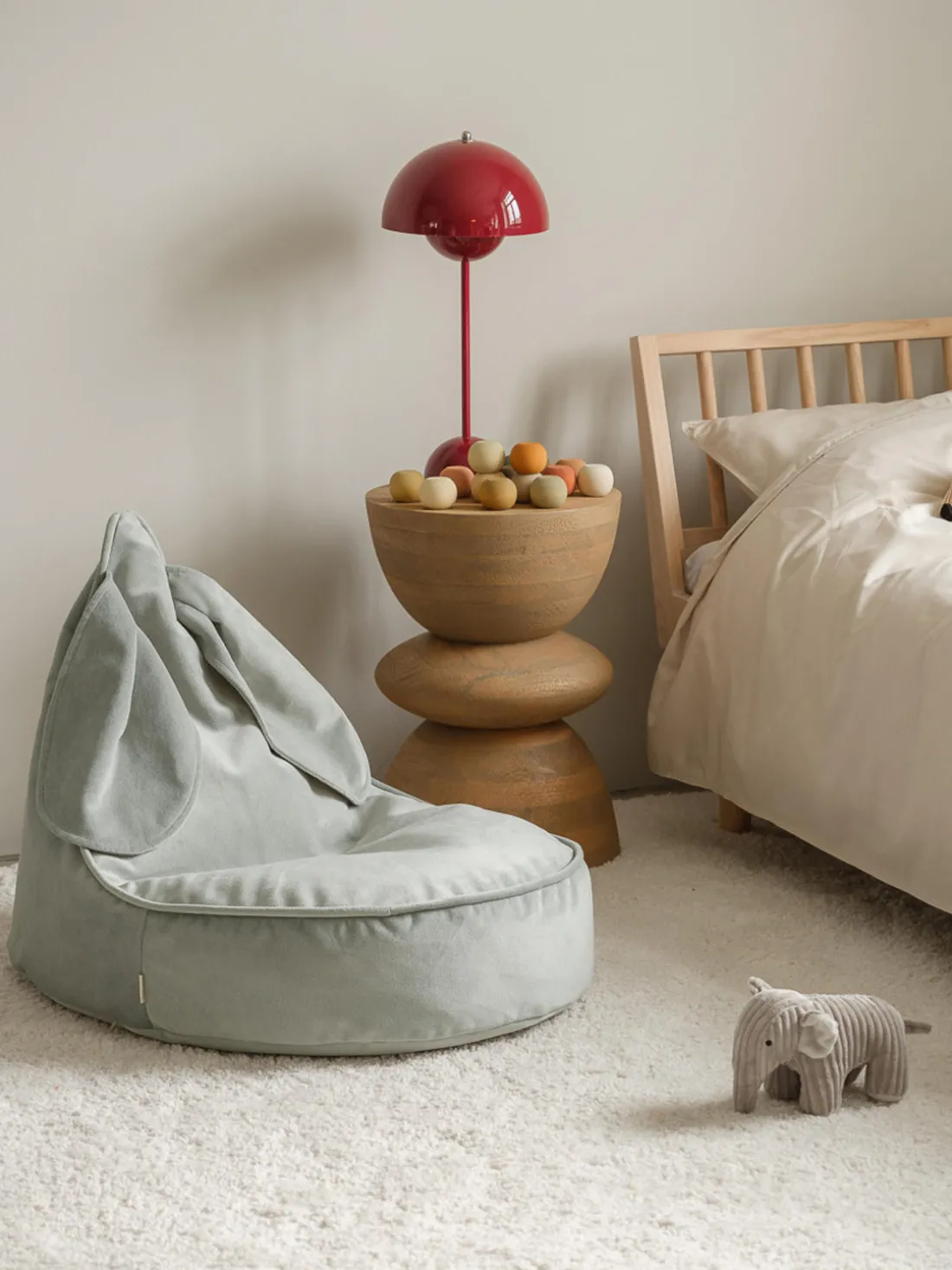 Puf infantil de terciopelo Bunny