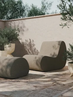 Puf para exterior en tejido bouclé Rouli