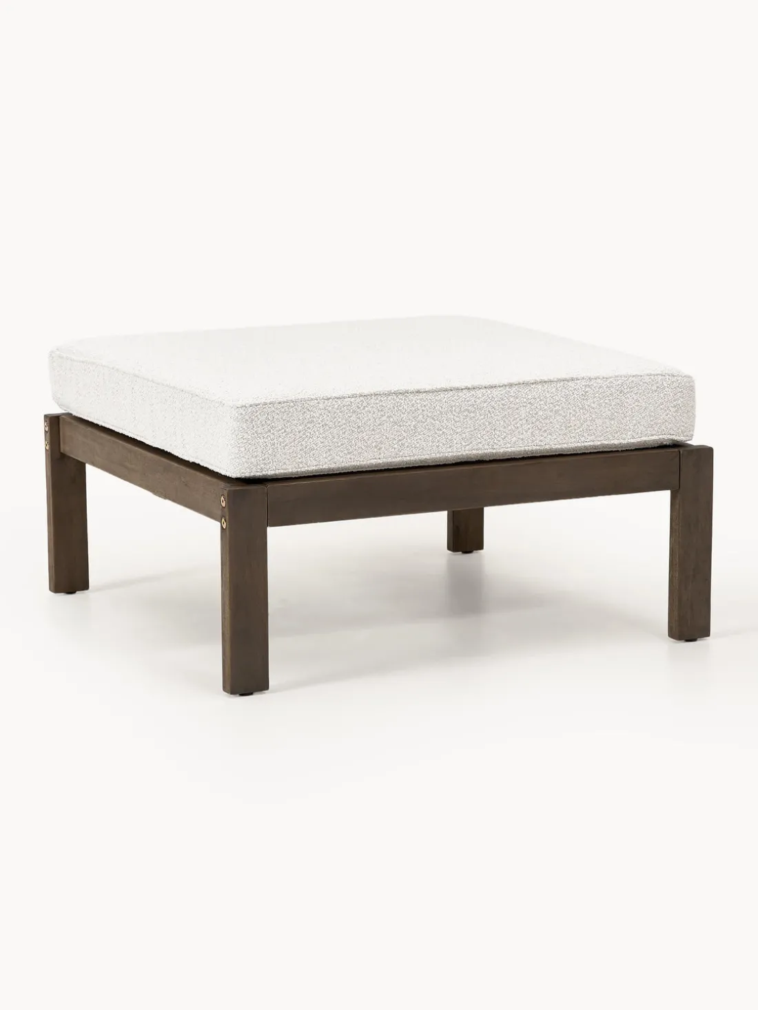 Puf reposapiés de jardín en tejido bouclé de madera de acacia Bo