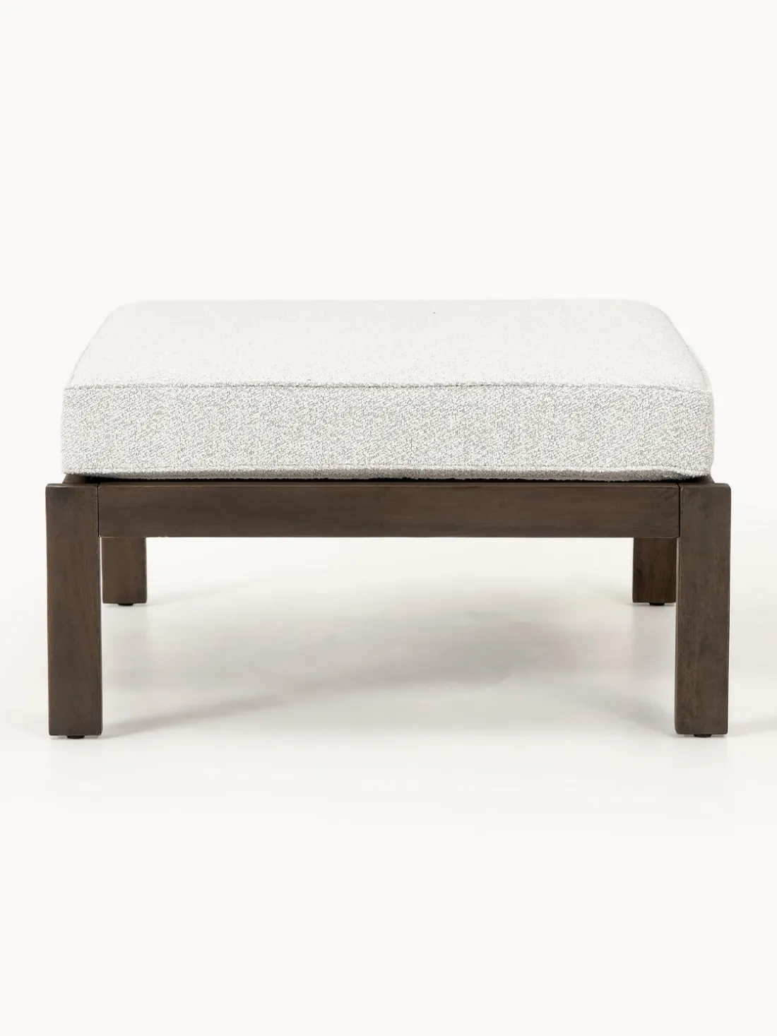 Puf reposapiés de jardín en tejido bouclé de madera de acacia Bo