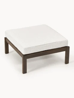 Puf reposapiés de jardín en tejido bouclé de madera de acacia Bo