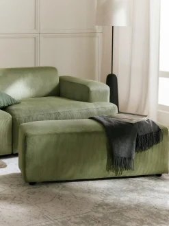 Puf reposapiés de pana grande Melva, 116 x 42 cm