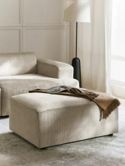 Puf reposapiés de pana Melva, An 99 x F 72 cm