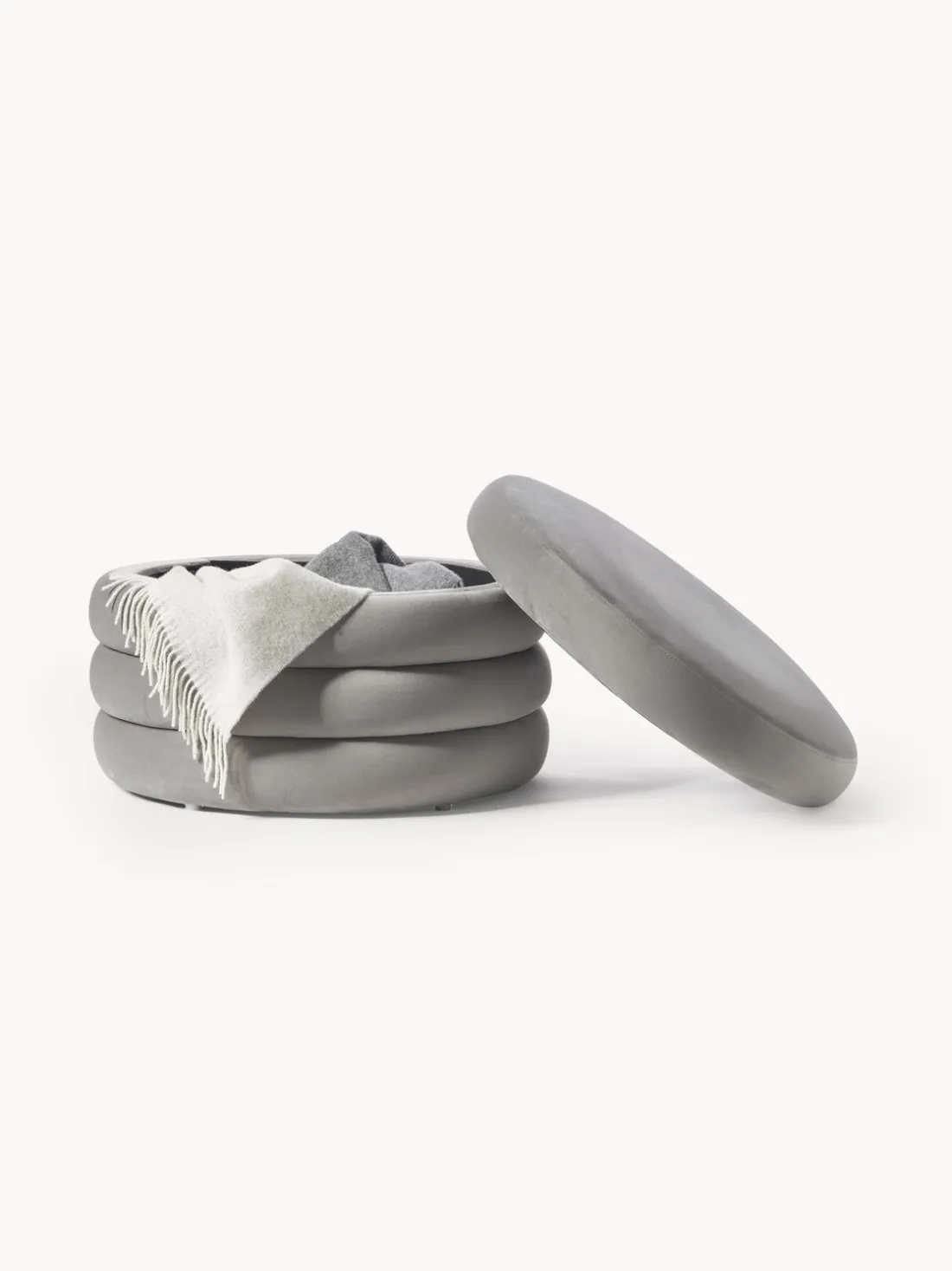 Puf reposapiés grande de terciopelo con espacio de almacenamiento Alto