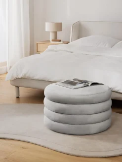 Puf reposapiés grande de terciopelo con espacio de almacenamiento Alto