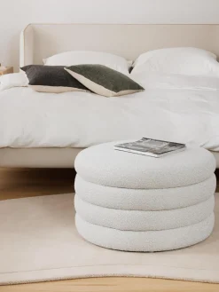 Puf reposapiés grande en tejido bouclé con espacio de almacenamiento Alto