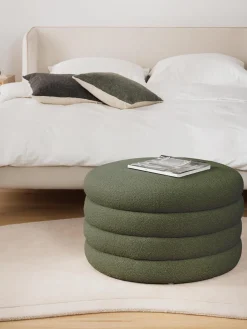 Puf reposapiés grande en tejido bouclé con espacio de almacenamiento Alto