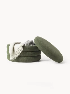 Puf reposapiés grande en tejido bouclé con espacio de almacenamiento Alto