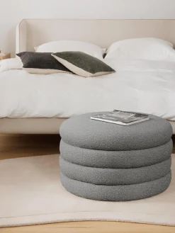 Puf reposapiés grande en tejido bouclé con espacio de almacenamiento Alto