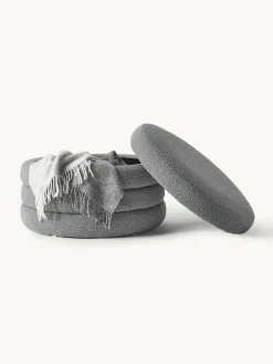 Puf reposapiés grande en tejido bouclé con espacio de almacenamiento Alto