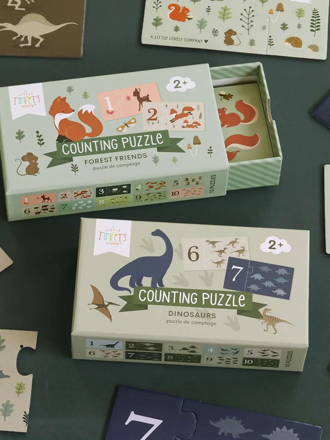 Puzzle de madera para contar Dinosaurs