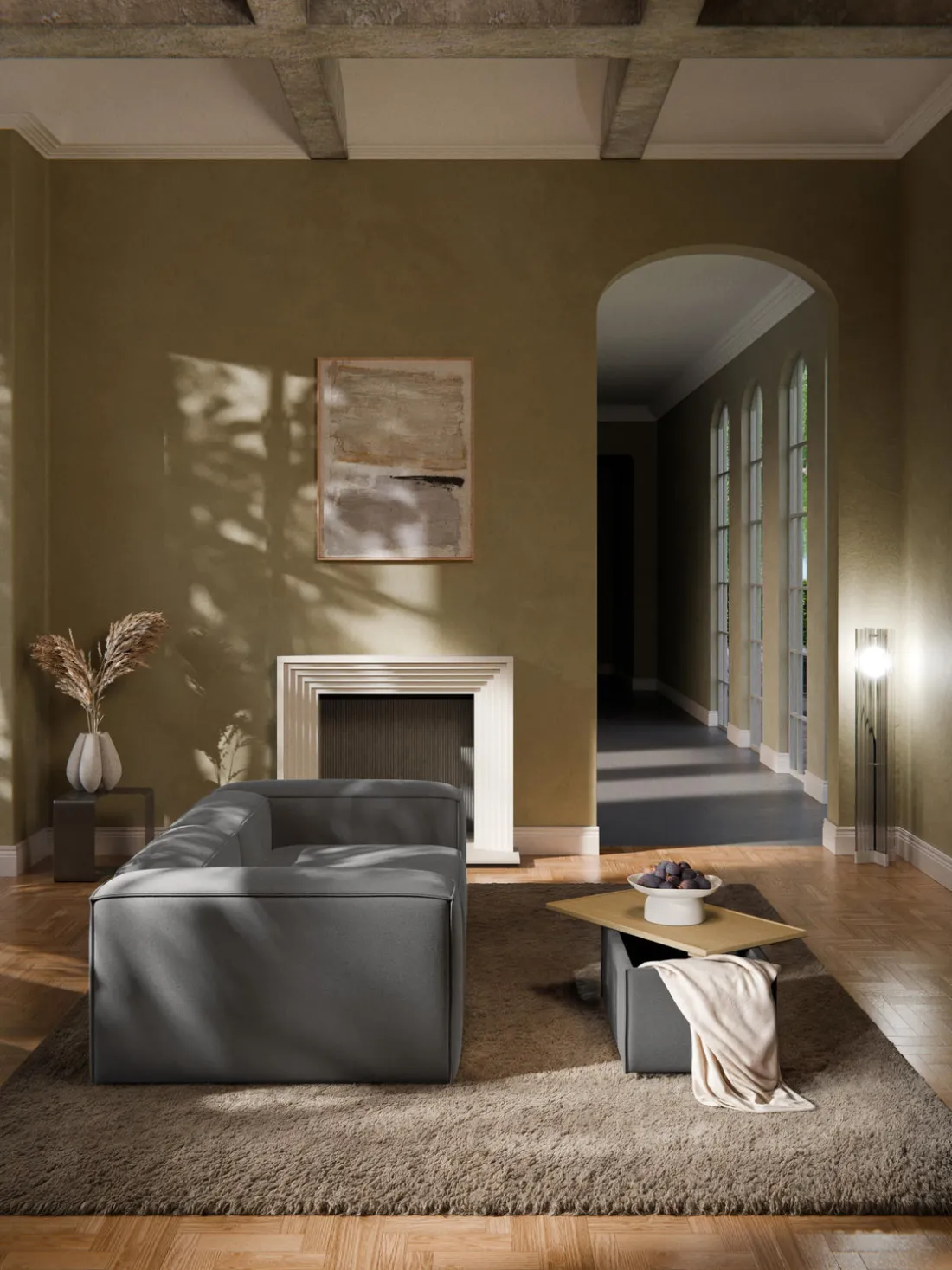 Reposapiés puf con espacio de almacenamiento Lennon