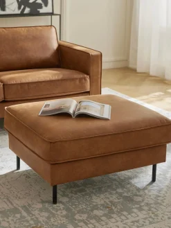 Reposapiés puf de cuero reciclado Hunter