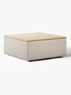 Reposapiés puf de mezcla de lino con espacio de almacenamiento Lennon