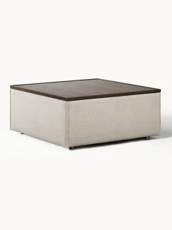 Reposapiés puf de mezcla de lino con espacio de almacenamiento Lennon