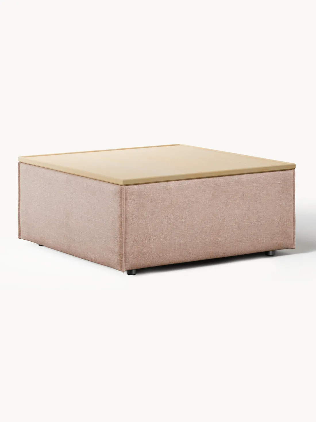 Reposapiés puf de mezcla de lino con espacio de almacenamiento Lennon