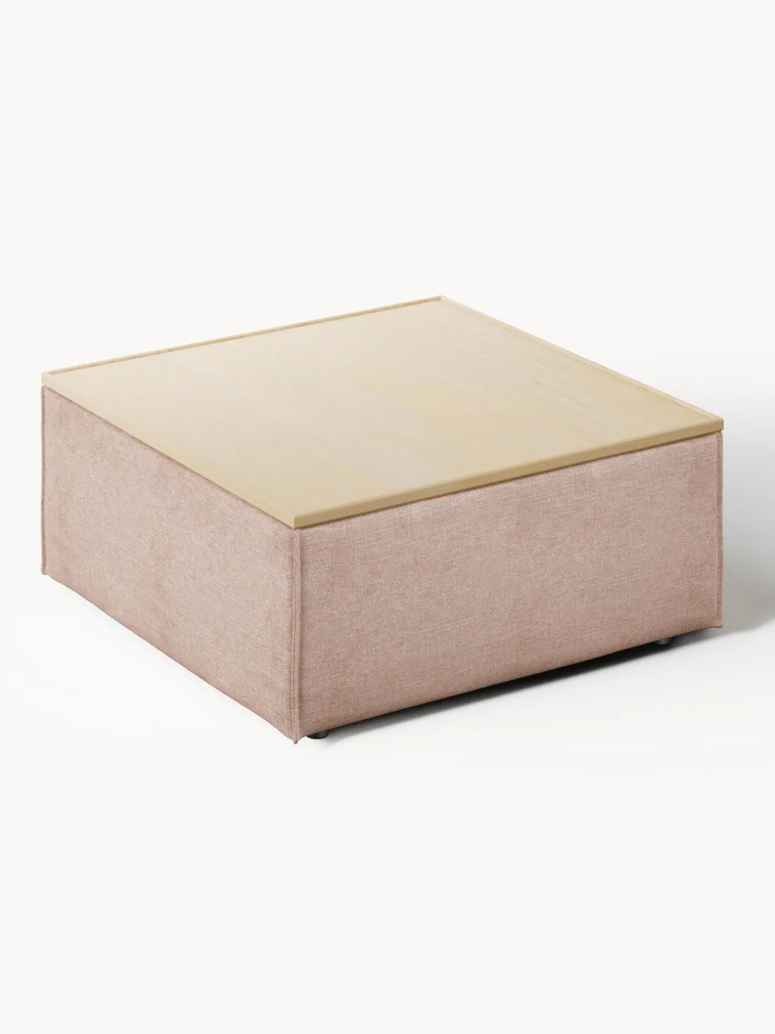 Reposapiés puf de mezcla de lino con espacio de almacenamiento Lennon