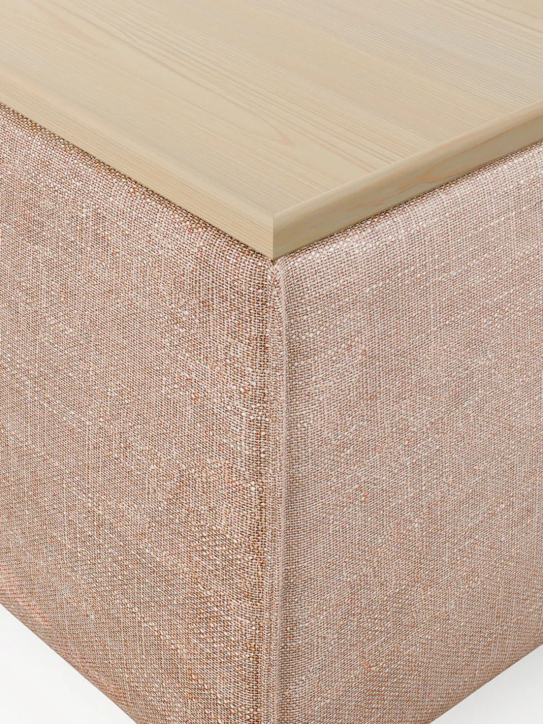 Reposapiés puf de mezcla de lino con espacio de almacenamiento Lennon