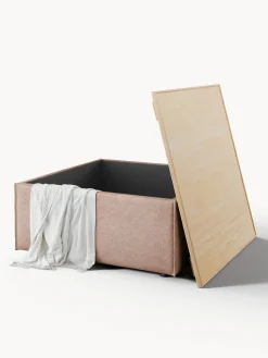 Reposapiés puf de mezcla de lino con espacio de almacenamiento Lennon