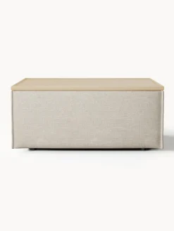 Reposapiés puf de mezcla de lino con espacio de almacenamiento Lennon