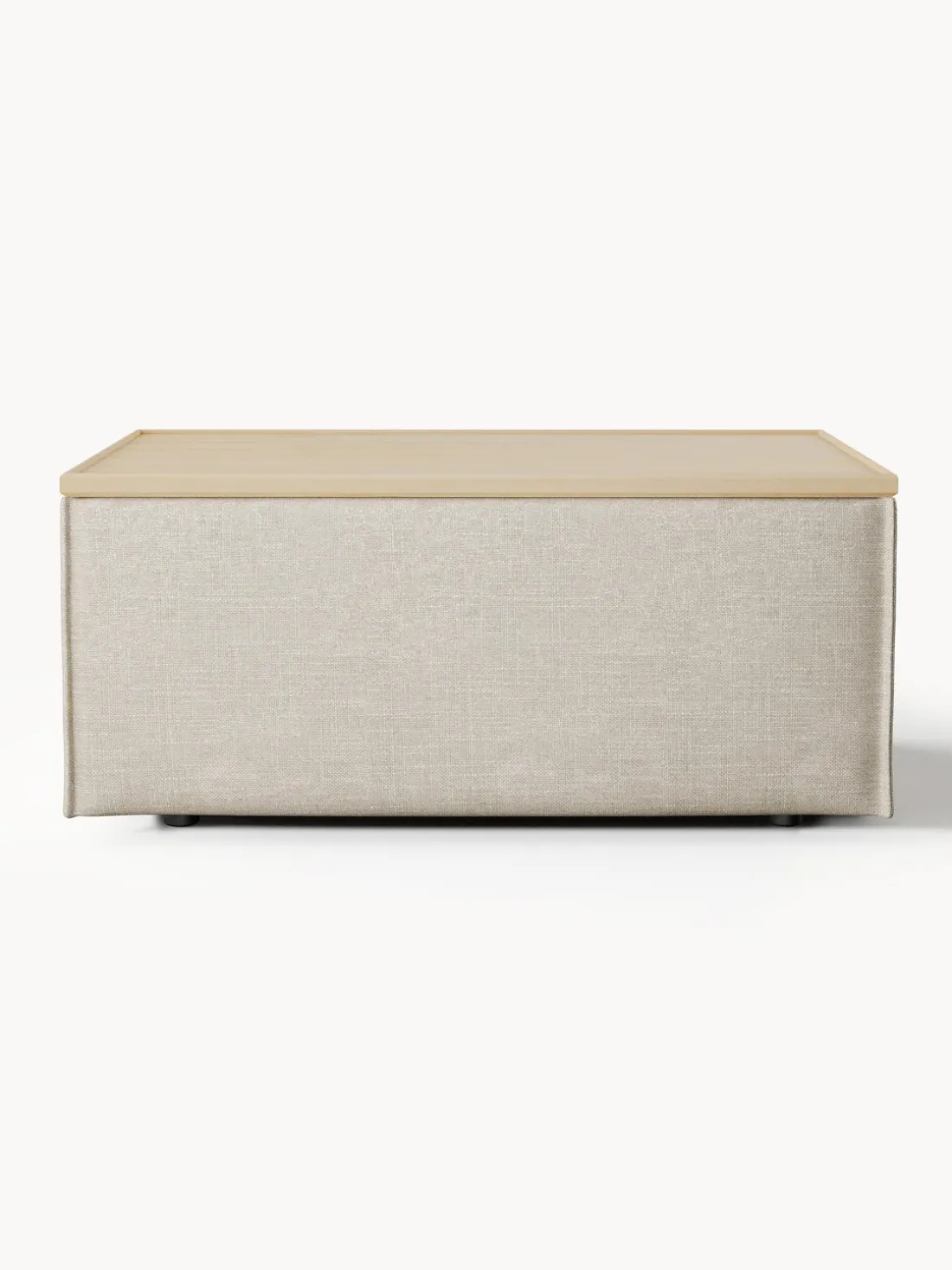 Reposapiés puf de mezcla de lino con espacio de almacenamiento Lennon