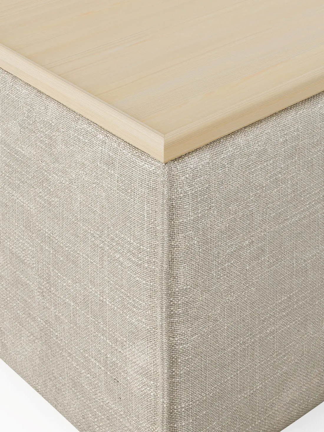 Reposapiés puf de mezcla de lino con espacio de almacenamiento Lennon