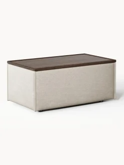 Reposapiés puf de mezcla de lino con espacio de almacenamiento Lennon