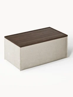 Reposapiés puf de mezcla de lino con espacio de almacenamiento Lennon