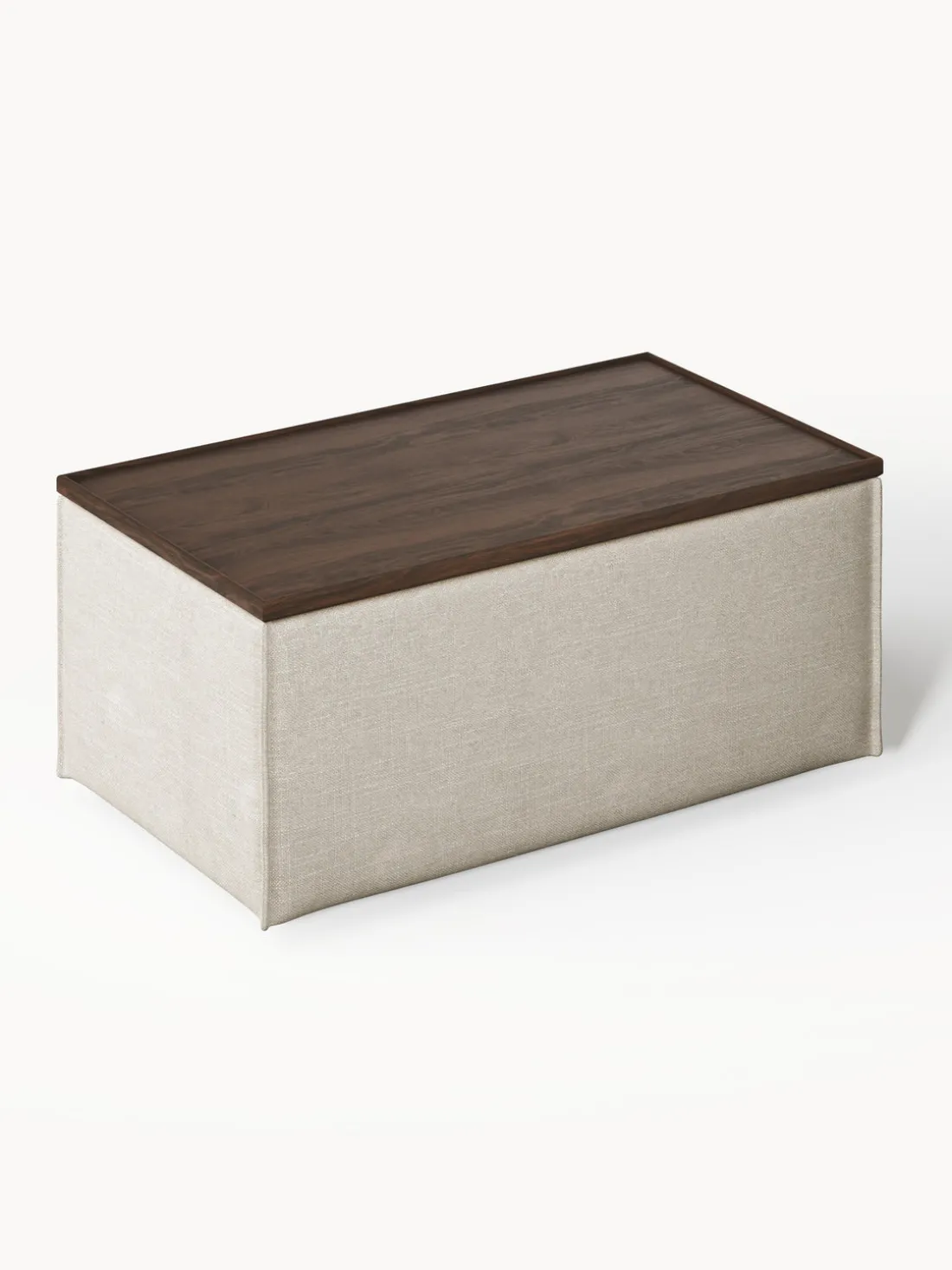 Reposapiés puf de mezcla de lino con espacio de almacenamiento Lennon