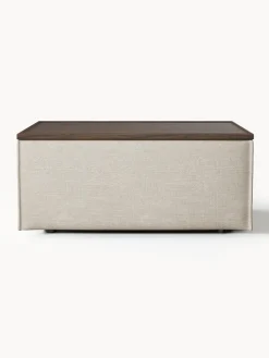 Reposapiés puf de mezcla de lino con espacio de almacenamiento Lennon