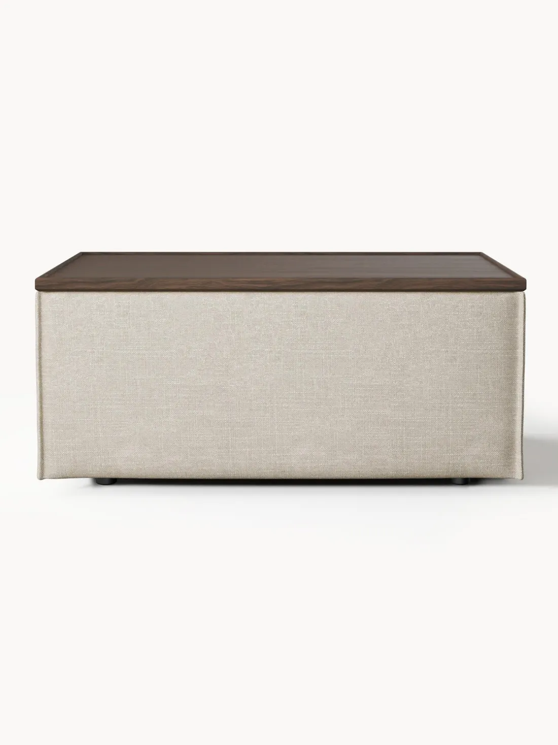 Reposapiés puf de mezcla de lino con espacio de almacenamiento Lennon