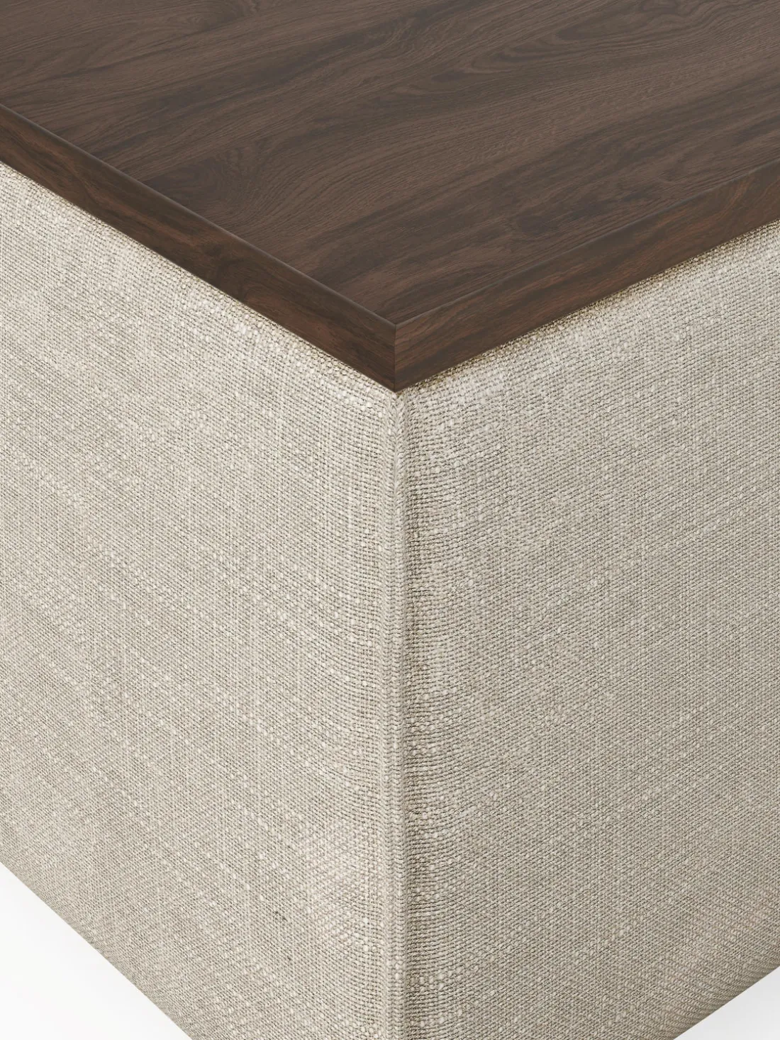 Reposapiés puf de mezcla de lino con espacio de almacenamiento Lennon