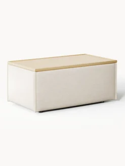 Reposapiés puf de mezcla de lino con espacio de almacenamiento Lennon