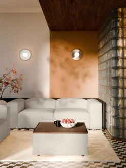 Reposapiés puf de mezcla de lino con espacio de almacenamiento Lennon