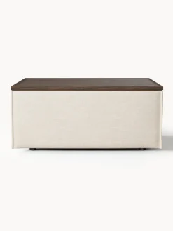 Reposapiés puf de mezcla de lino con espacio de almacenamiento Lennon