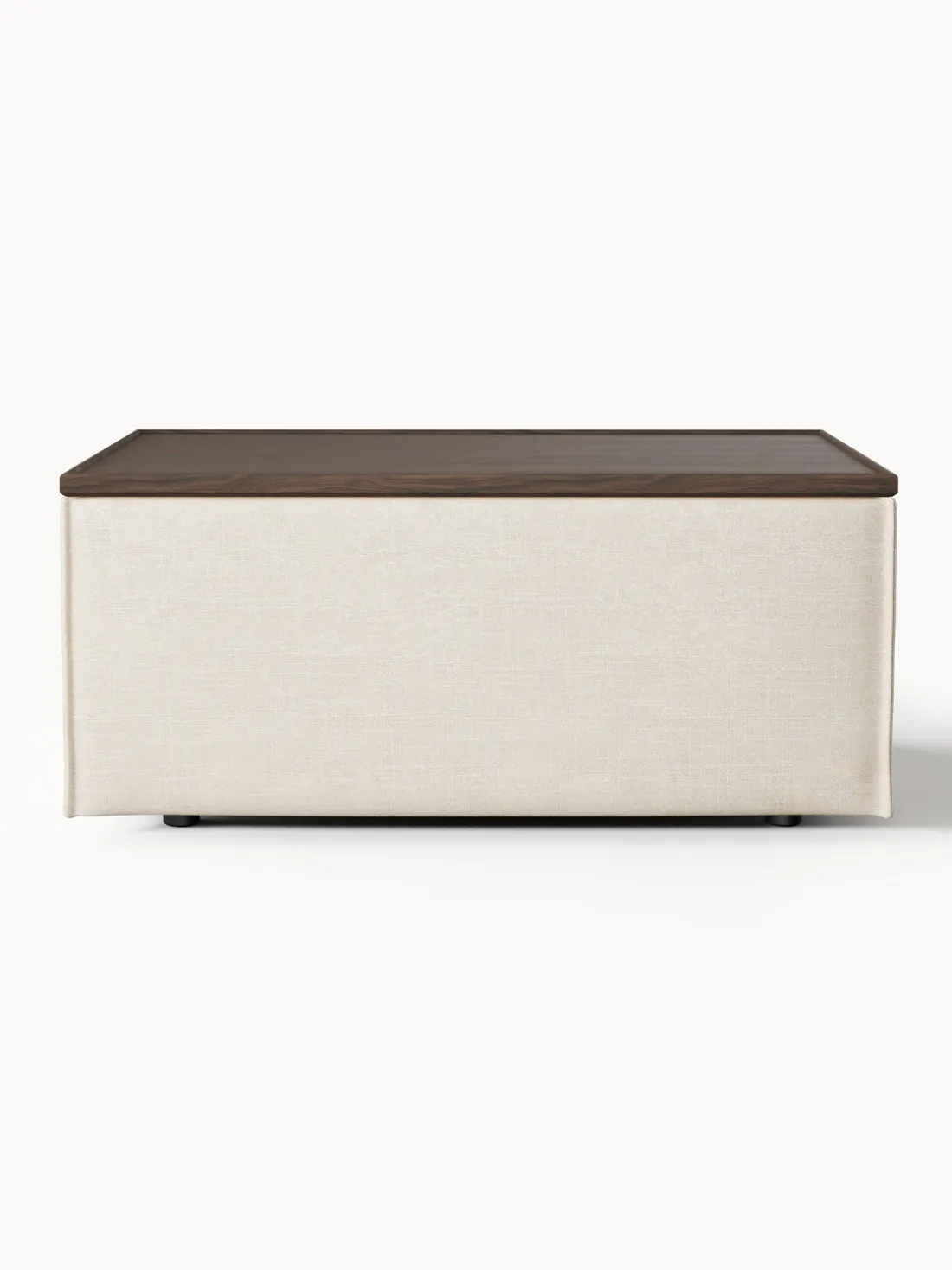 Reposapiés puf de mezcla de lino con espacio de almacenamiento Lennon