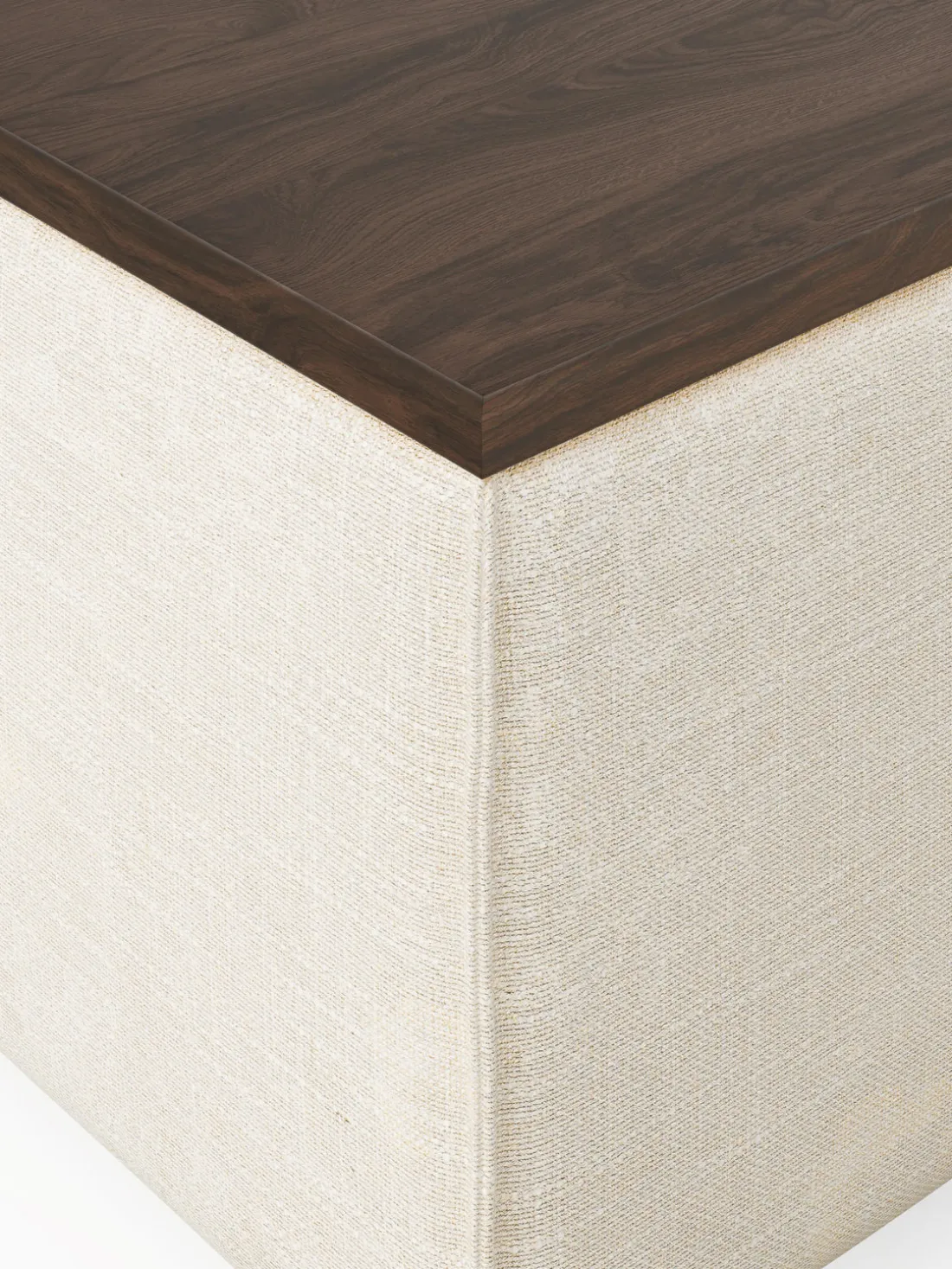 Reposapiés puf de mezcla de lino con espacio de almacenamiento Lennon