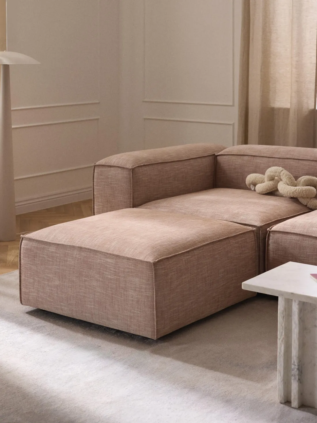 Reposapiés puf de mezcla de lino Lennon