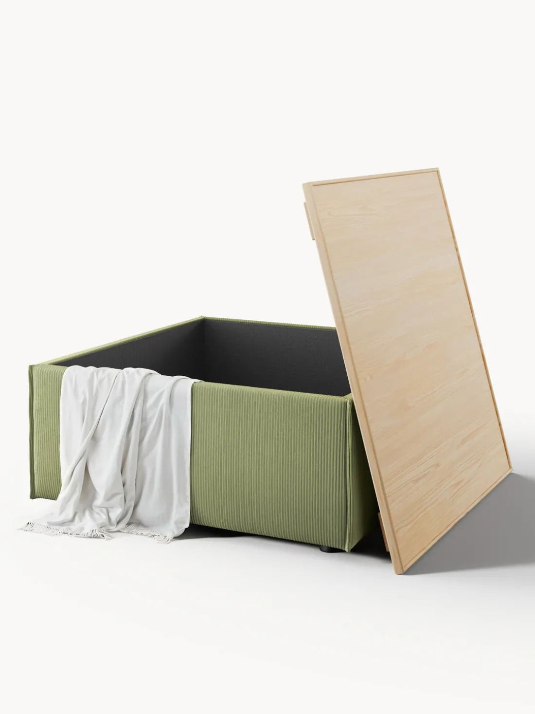 Reposapiés puf de pana con espacio de almacenamiento Lennon