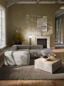 Reposapiés puf de pana con espacio de almacenamiento Lennon