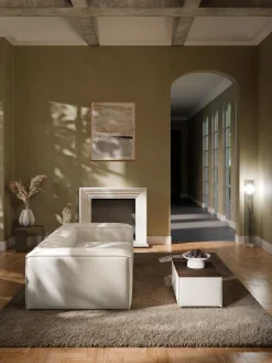 Reposapiés puf de pana con espacio de almacenamiento Lennon