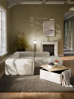 Reposapiés puf de pana con espacio de almacenamiento Lennon